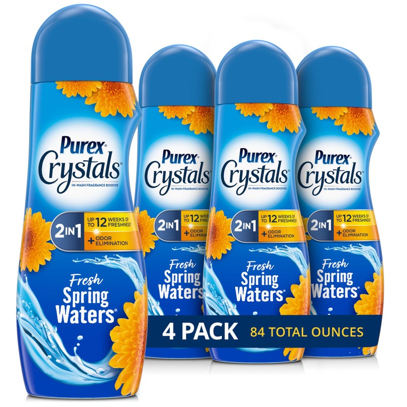 Purex Crystals In-Wash Fragrance and Scent Booster, Fresh Spring Waters, 21 Ounce (Pack of 4) - Image 1